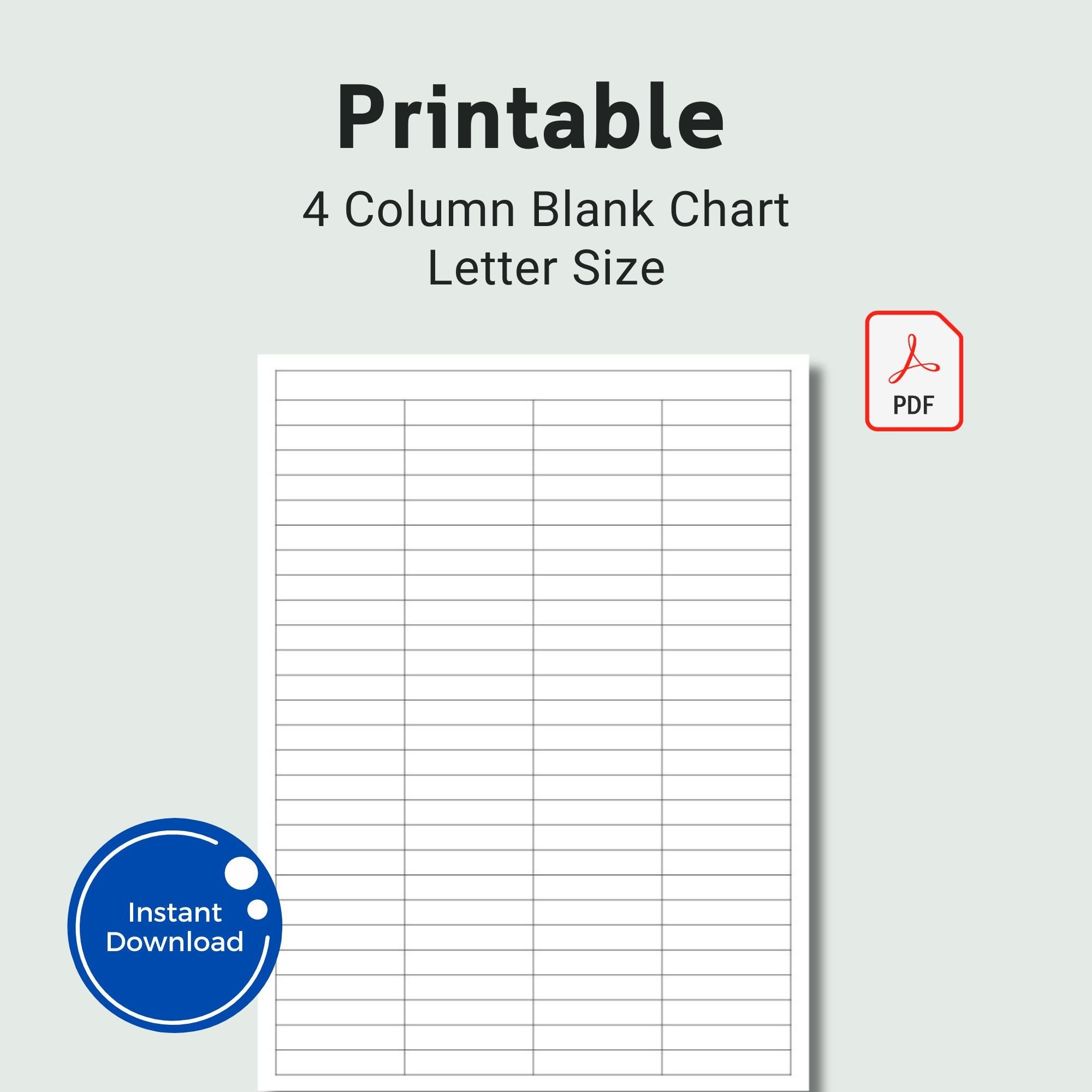 8 Blank Columns Chart Text Etsy