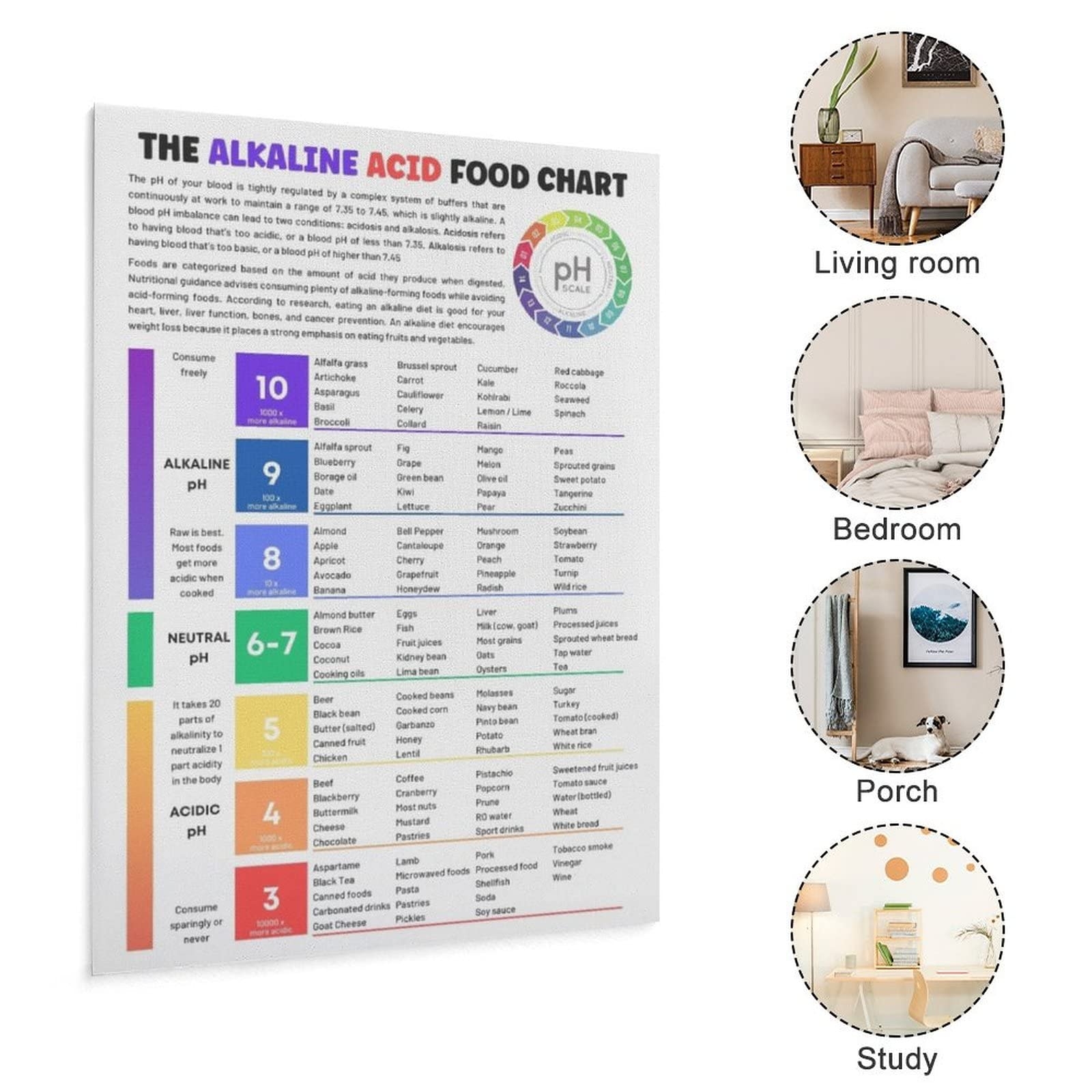 Acidic Alkaline Food List Food PH Guide Nutrition Education Poster Canvas Art Poster And Wall Art Picture Print Modern Family Bedroom Decor 16x20inch 40x51cm Unframe Style Amazon ca Home