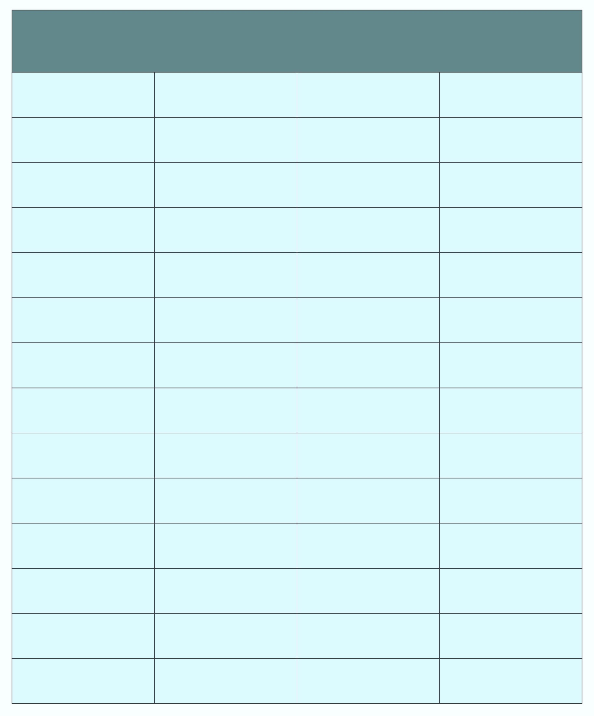 Blank 4 Column Chart Printable