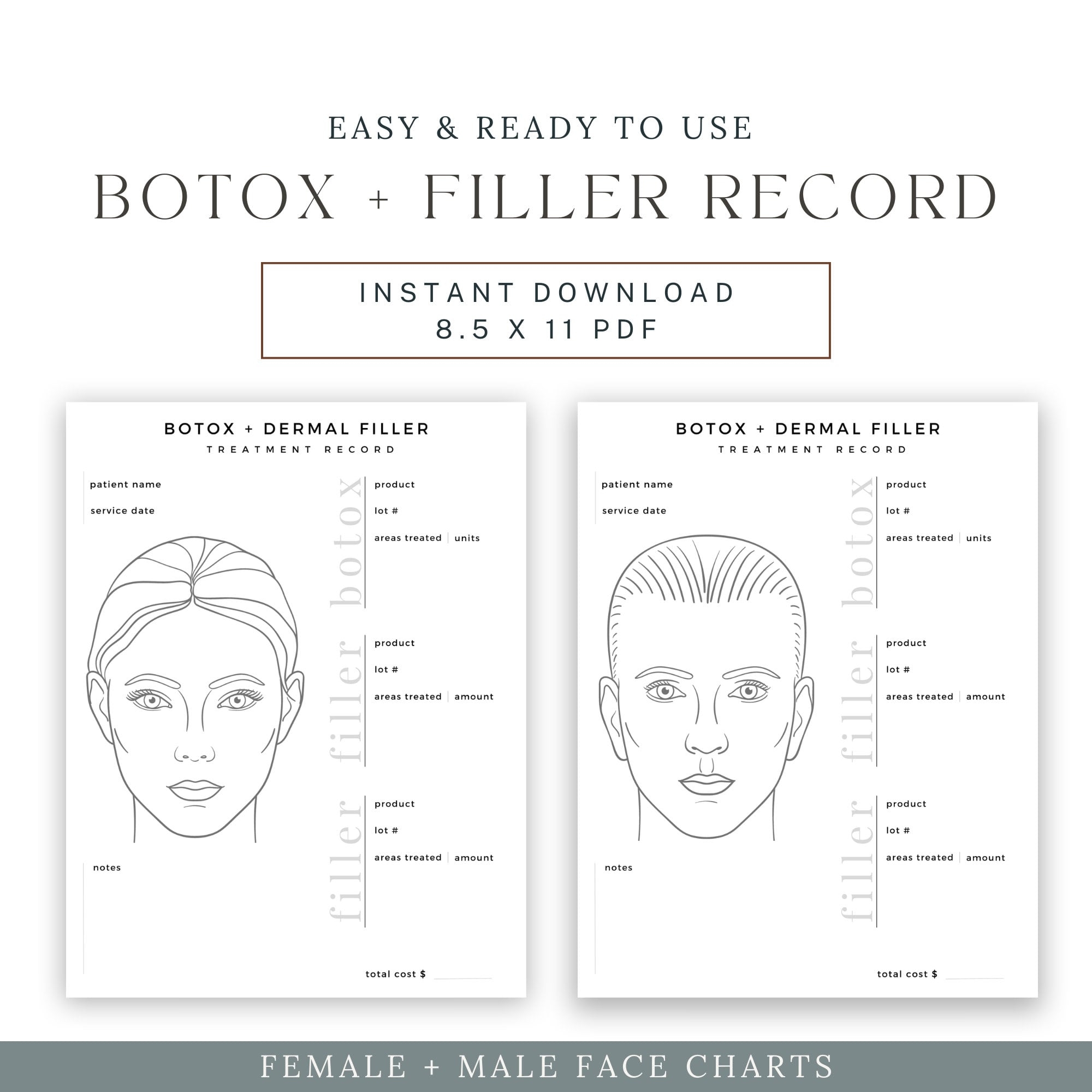 BOTOX Dermal Filler Treatment Record Patient Record BOTOX Dermal Filler Nurse Injector Injectables Form Instant Digital Download Etsy UK