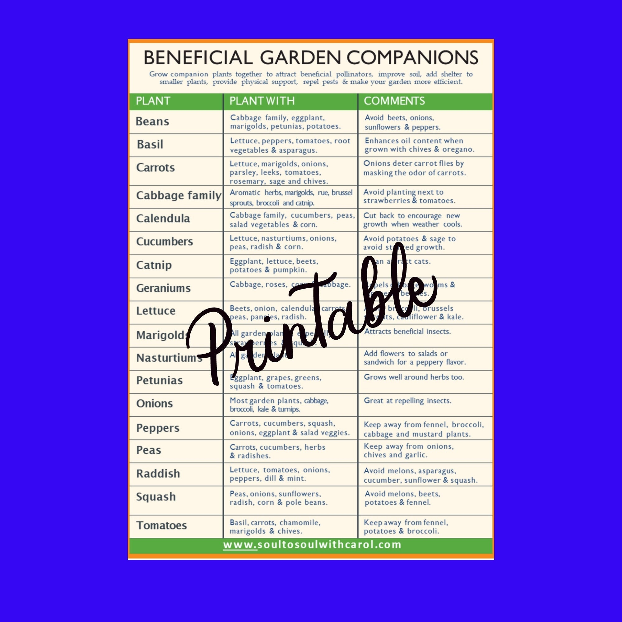 Free Printable Companion Planting Chart