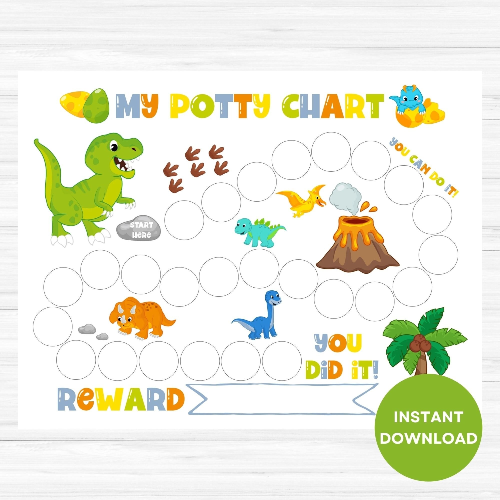 Dinosaur Potty Chart Printable Potty Training Chart Boy Sticker Chart Reward Chart Toilet Training Chart Etsy UK