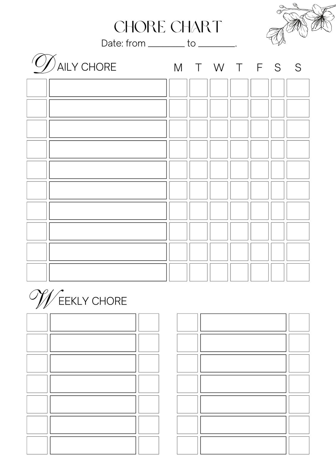 Chore Chart Printable Pictures