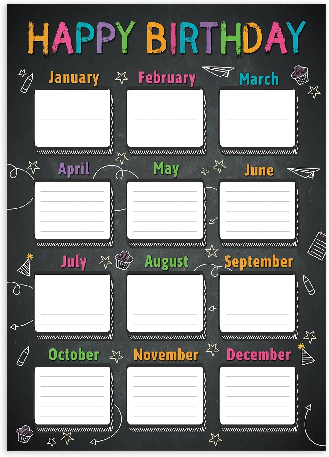 JUESMOS Chalkboard Happy Birthday Chart Poster For Ghana Ubuy