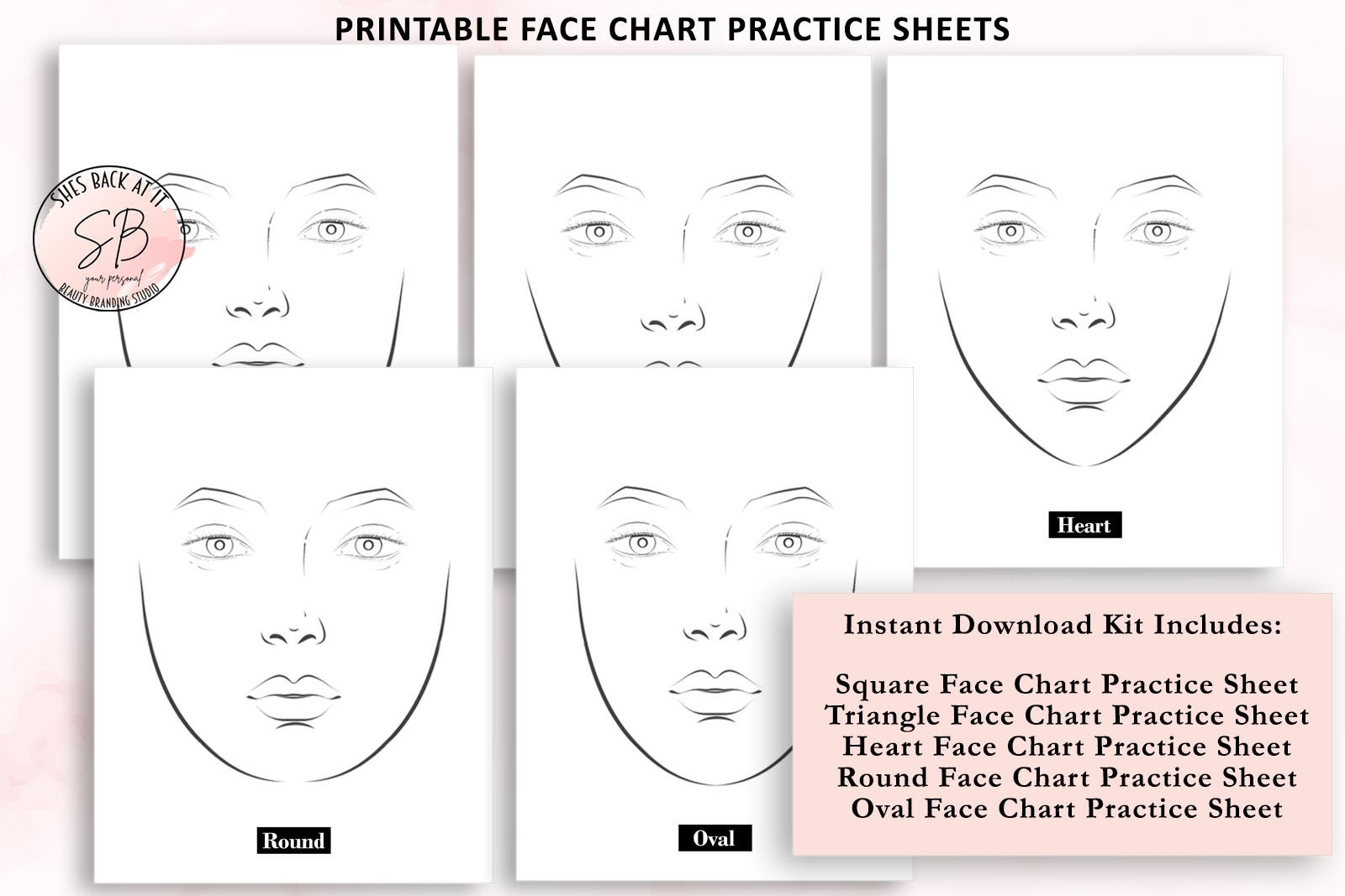 Makeup Face Chart Gesichtskarte bungsbl tter Bedruckbare Make Up bungsbl tter Leere Gesichtskarte Druckbar Leere Maske Herunterladen Etsy de