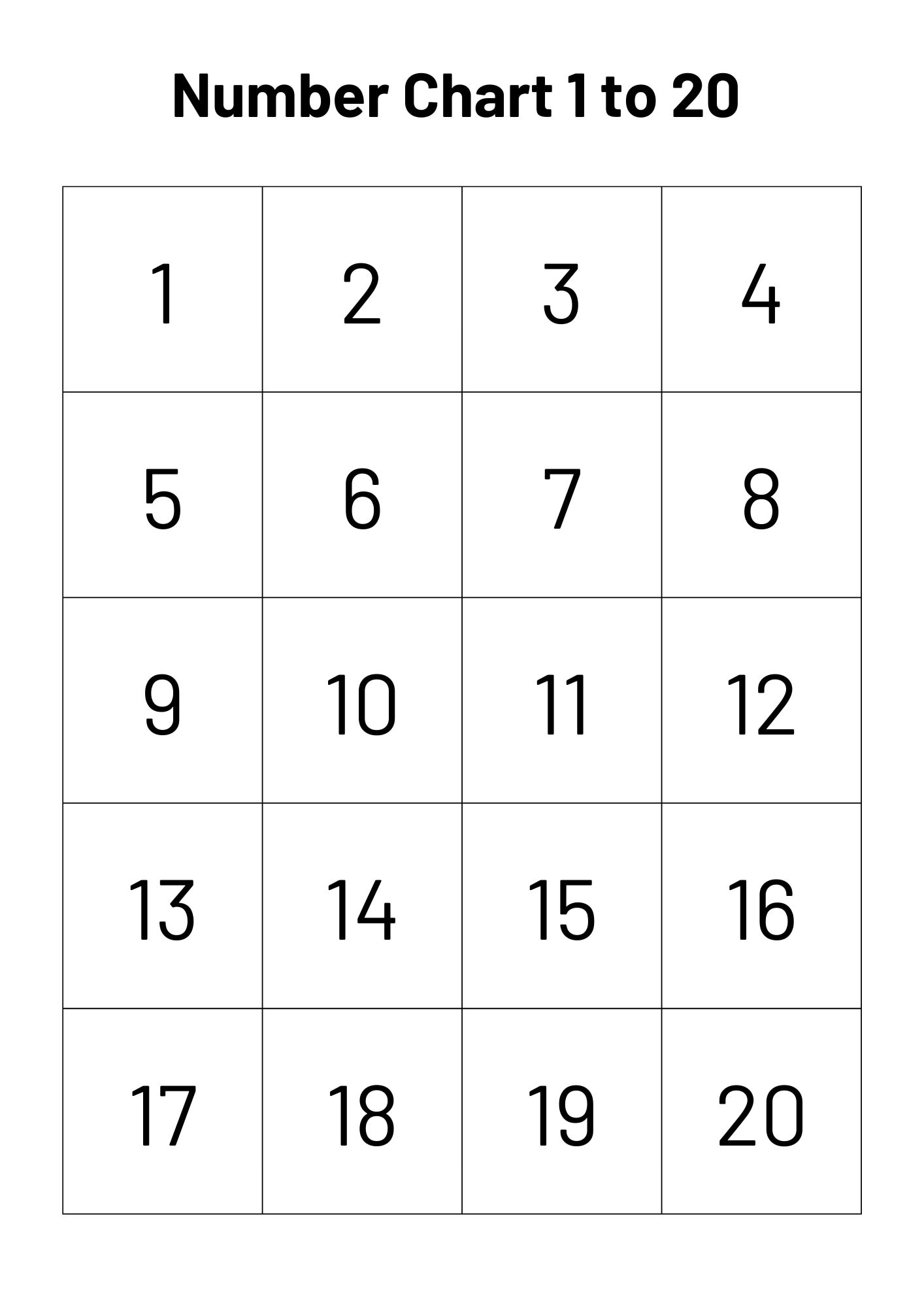 Number Chart 1 20 Numbers 1 To 20 Printable Numbers And Counting Math Printables Count To 20 Printable Math Resources Numeracy Etsy Hong Kong