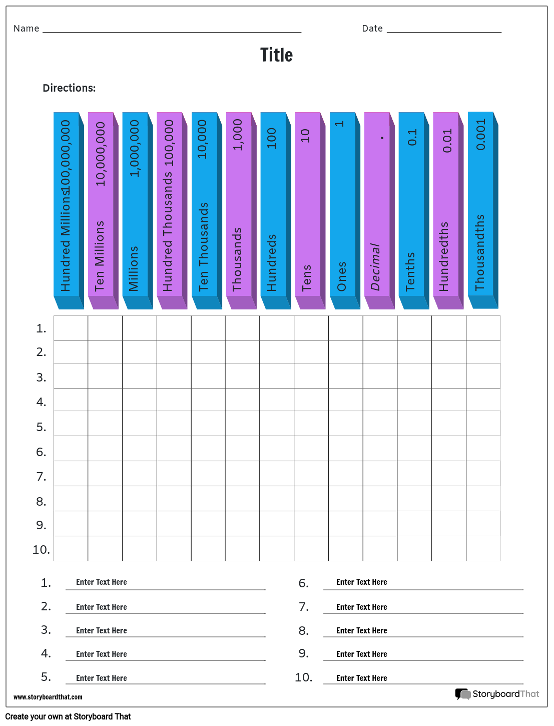 Place Value Worksheets Free Place Value Charts