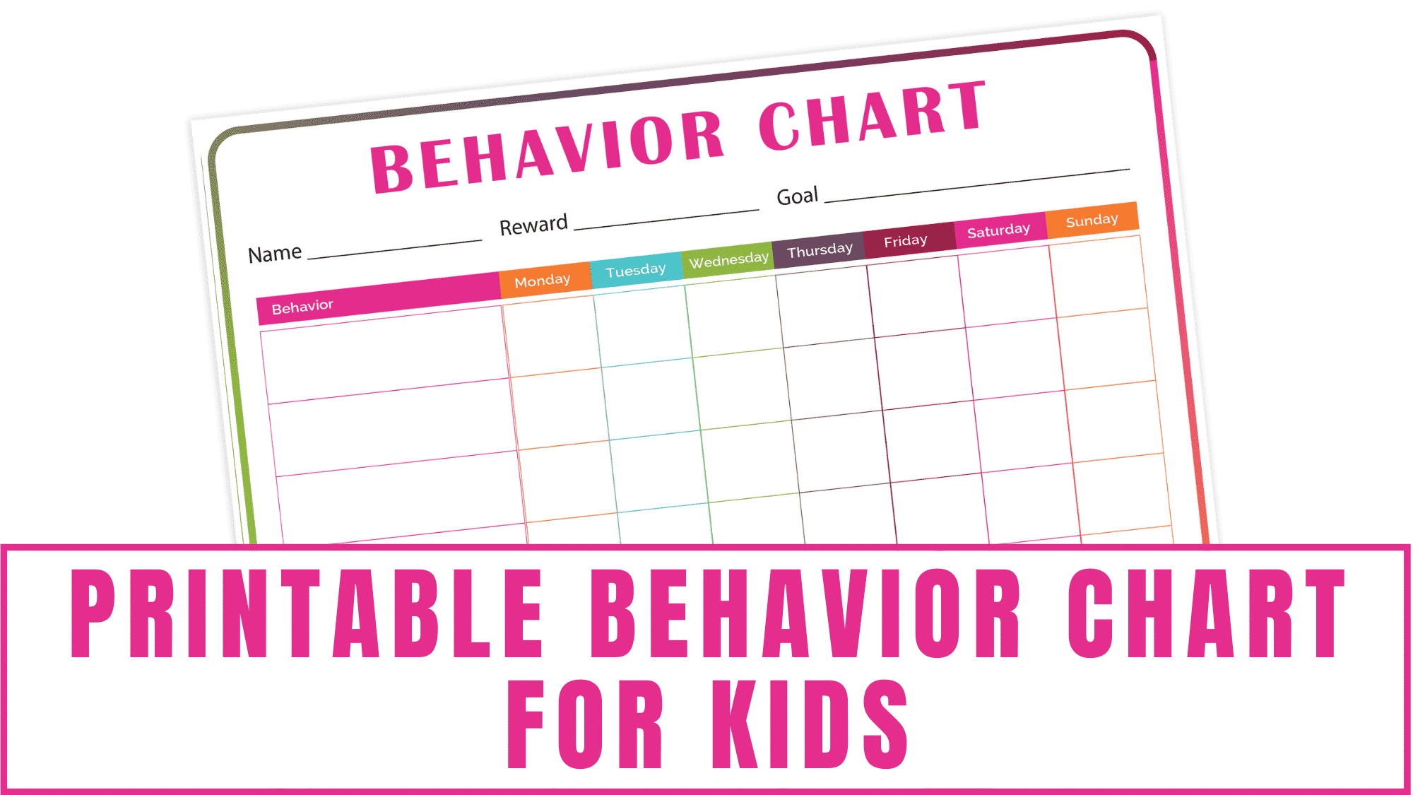 Printable Behavior Reward Chart