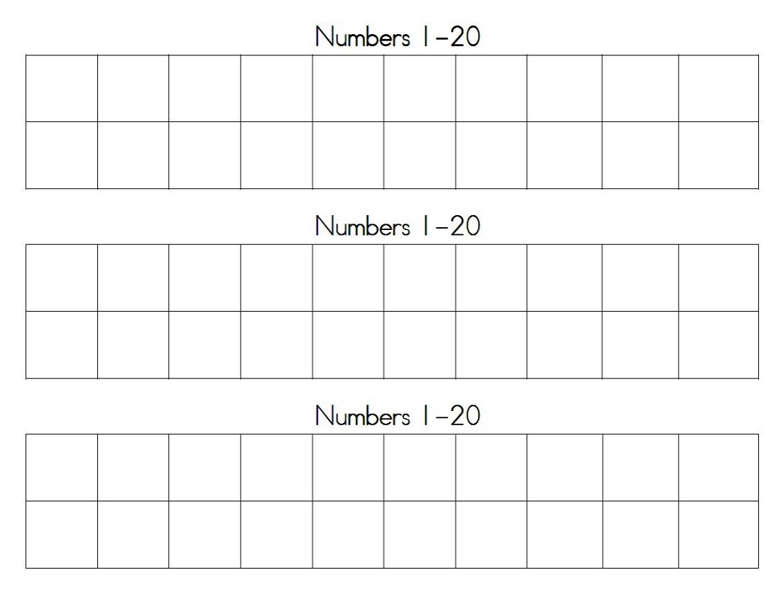 Printable Number Chart 1 20
