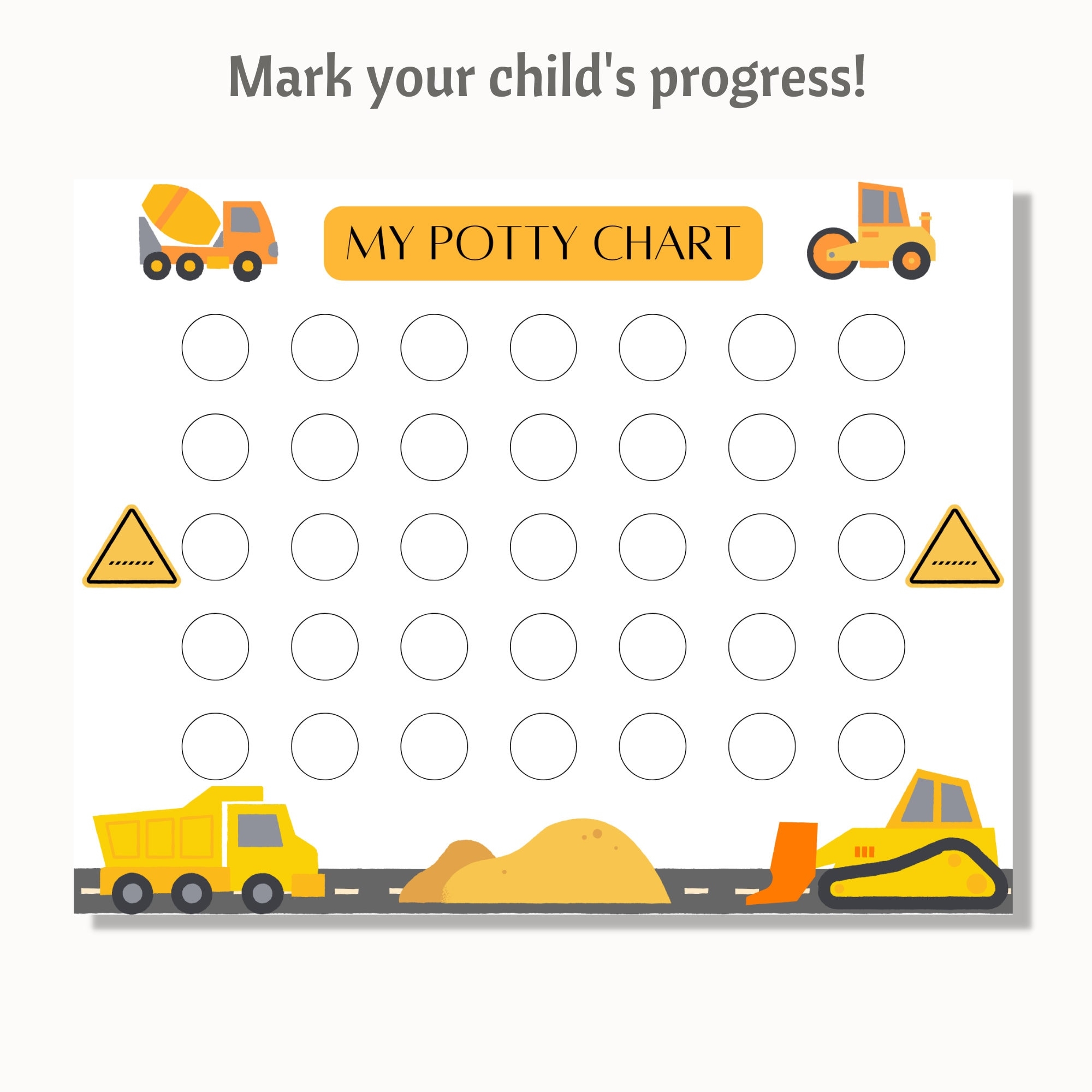 Printable Potty Training Chart Construction Truck Sticker Chart Construction Potty Chart Boy Toilet Training Preschool Reward Chart Etsy Canada