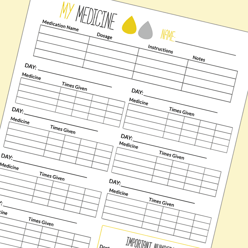 Medication Printable Chart