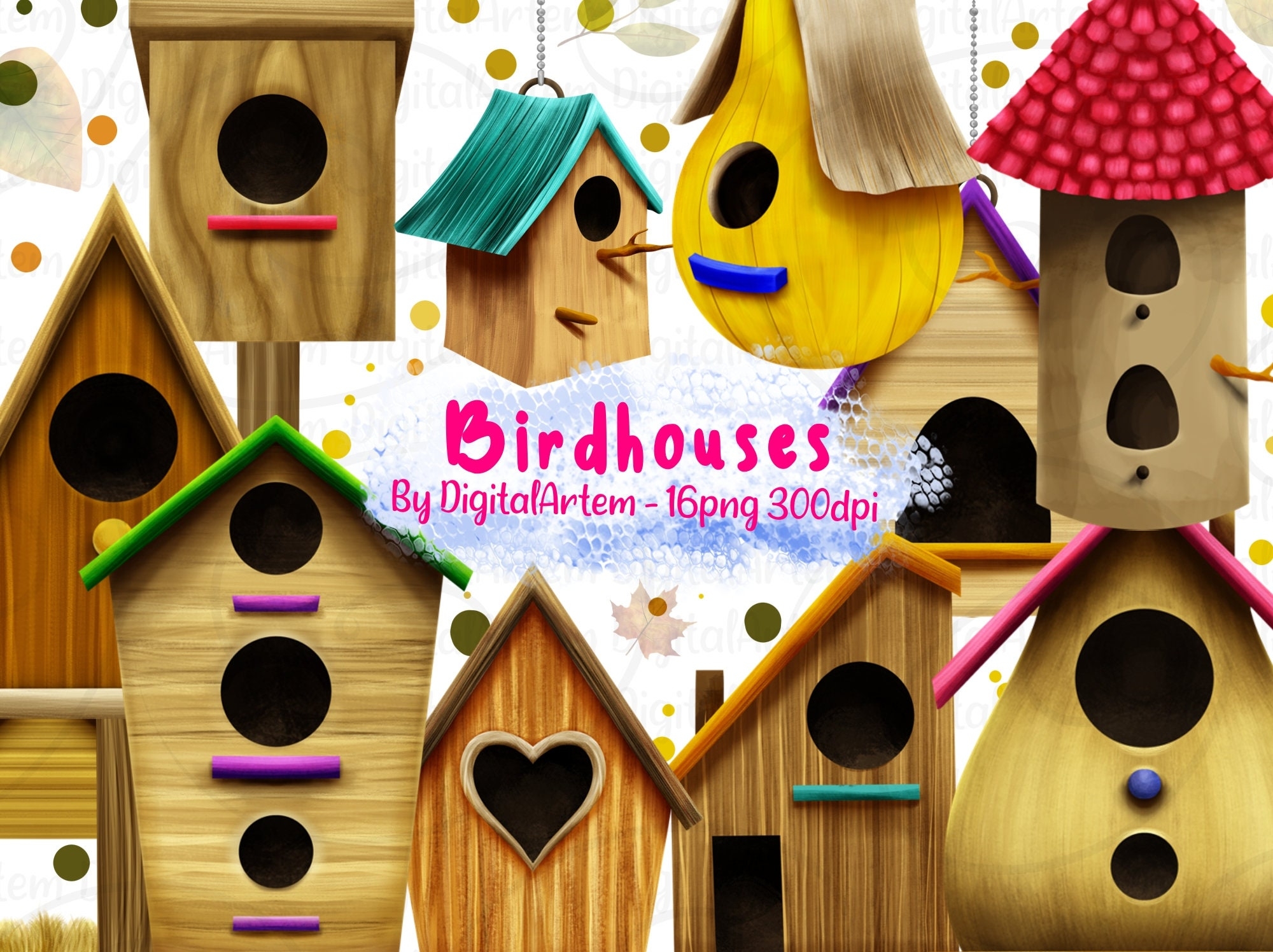 Watercolor Birdhouse Clipart Bird House Clipart Winter Birdhouse Autumn Fall Birdhouse Spring Birdhouse Clipart Vector Clipart Etsy