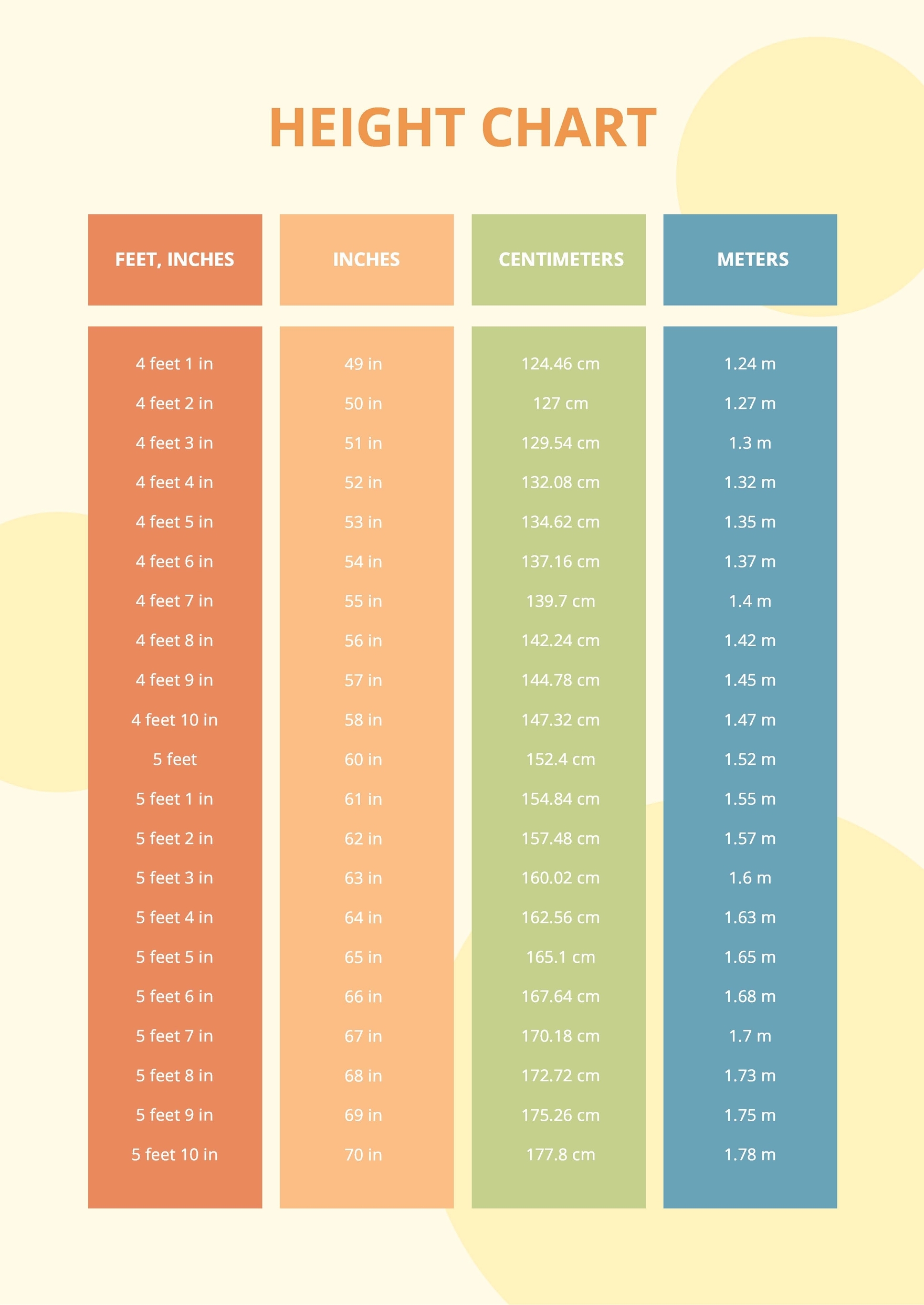 Free Printable Height Chart Pdf